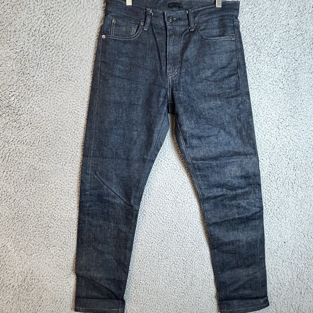 Uniqlo Jeans Mens 29 (Fits 29x28) Blue Raw Selvedge Denim Slim Straight